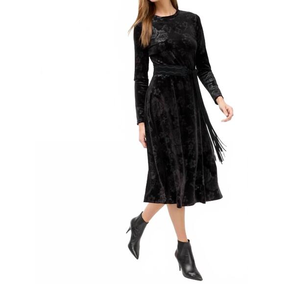 NEW JOHNNY WAS embossed stretch velvet dress in black - Picture 4 of 5